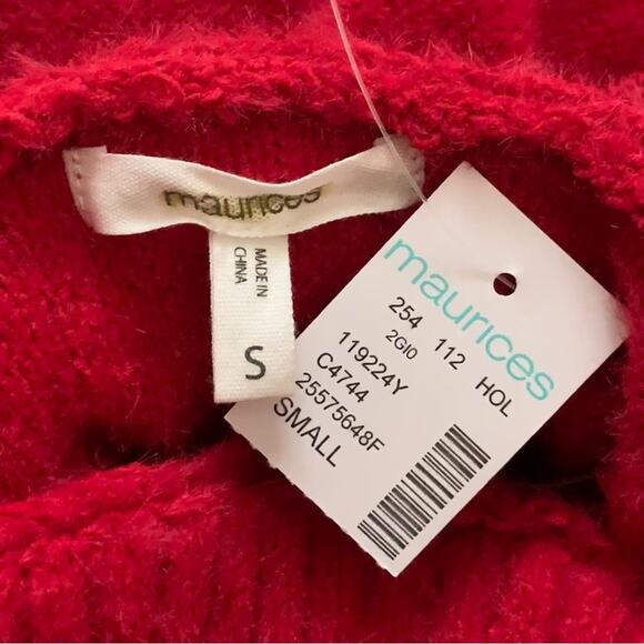 Maurices Sweater Red Soft Knit Pullover Tunic Turtleneck Relaxed Size Small NEW - Picture 2 of 11
